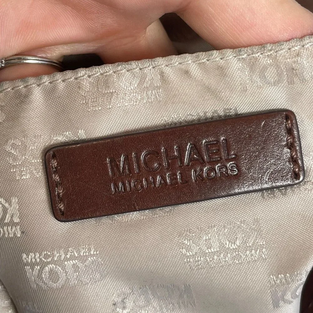 Michael Kors Hudson Downtown Suede‎ Hobo Bag Purse Brown Lined Gold Buckle